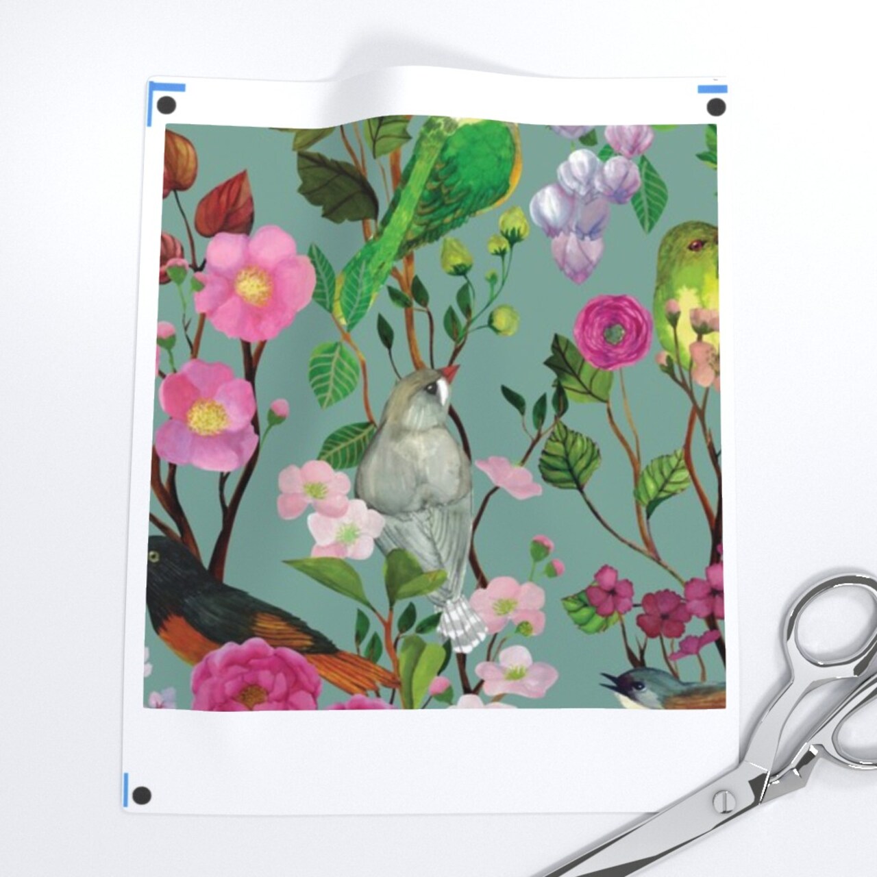 Chinoiserie Garden Australian Birds Painted Flowers Ornate Florals And Blooms Custom Printed Fabric by Spoonflower Various Fabrics by the Yard or Fat Quarter